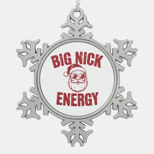 Big Nick Energy Funny Santa Rude Kerstgrap Tin Sneeuwvlok Ornament (Voorkant)
