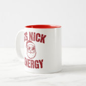Big Nick Energy Funny Santa Rude Kerstgrap Tweekleurige Koffiemok (Voorkant links)