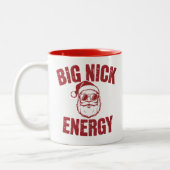 Big Nick Energy Funny Santa Rude Kerstgrap Tweekleurige Koffiemok (Links)