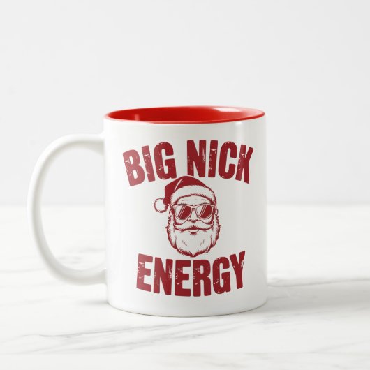 Big Nick Energy Funny Santa Rude Kerstgrap Tweekleurige Koffiemok (Links)