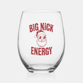 Big Nick Energy Funny Santa Rude Kerstgrap Wijnglas Zonder Voet (Voorkant)