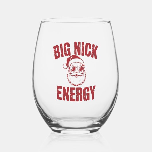 Big Nick Energy Funny Santa Rude Kerstgrap Wijnglas Zonder Voet (Voorkant)