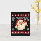 Big Nick Energy Funny Santa Ugly Christmas Sweater Kaart (Gele Bloem)