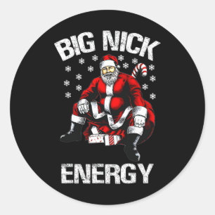 Big Nick Energy Grappige Kerstman 1 Ronde Sticker
