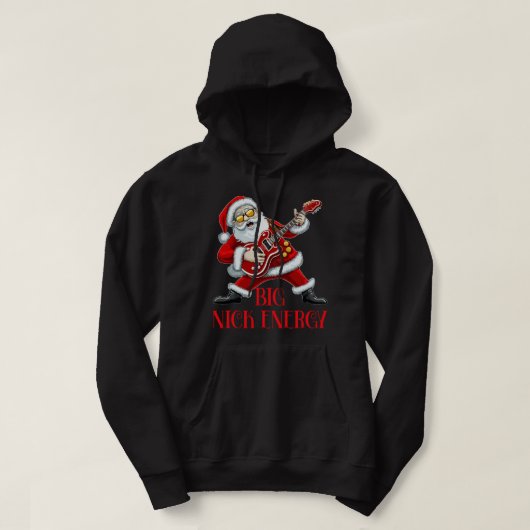 Big Nick Energy Grappige Kerstman Gitarist Hoodie (Design voorkant)