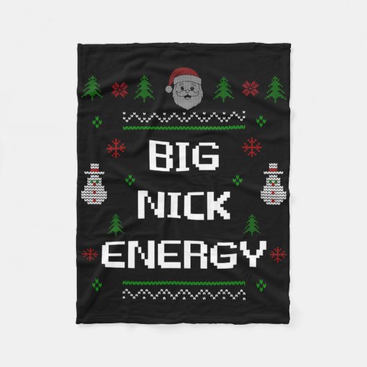 Big Nick Energy Meme Grappig Kerstmis Kerstvakanti Fleece Deken (Voorkant)