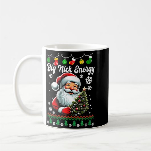 Big Nick Energy Santa Xmas Ugly Christmas Sweater Koffiemok (Links)