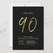 Big Ninety | Goud & Zwart 90ste verjaardagsfeest Kaart (Voorkant)