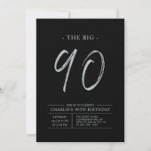 Big Ninety | Zilver & Zwart 90ste verjaardagsfeest Kaart (Voorkant)