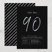 Big Ninety | Zilver & Zwart 90ste verjaardagsfeest Kaart (Voorkant / Achterkant)