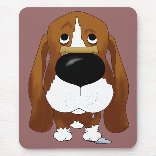 Big Nose Basset Hound Mousepad Muismat (Voorkant)
