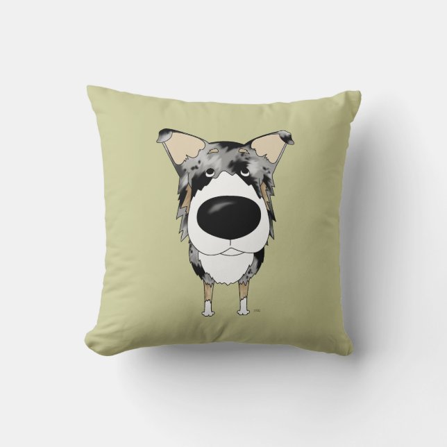 Big Nose Blue Merle Smooth Collie Kussen (Voorkant)