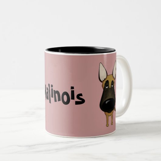 Big Nose Malinois Tweekleurige Koffiemok (Voorkant rechts)