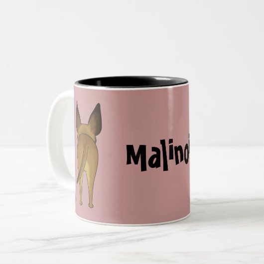 Big Nose Malinois Tweekleurige Koffiemok (Voorkant links)