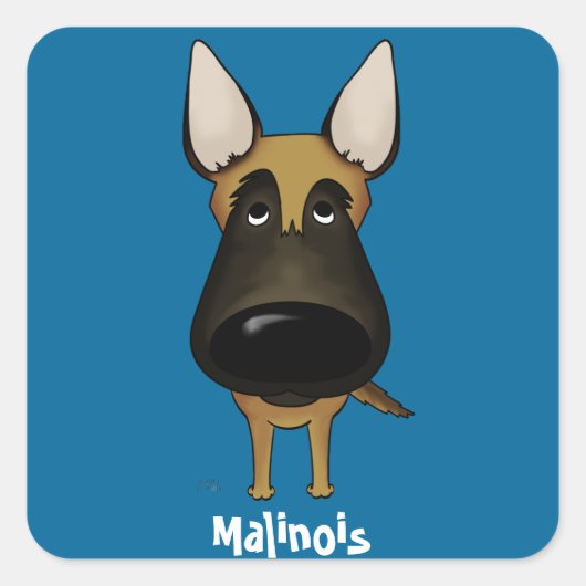 Big Nose Malinois Vierkante Sticker (Voorkant)