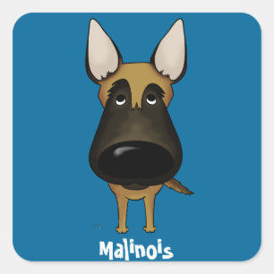 Big Nose Malinois Vierkante Sticker