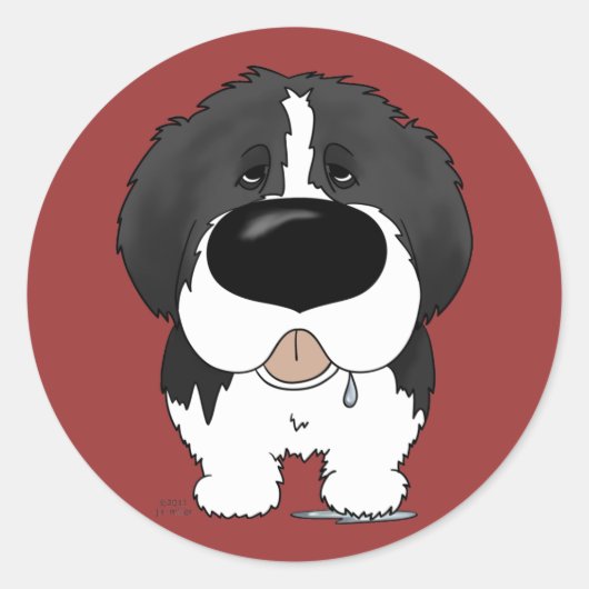 Big Nose Newfoundland Ronde Sticker (Voorkant)