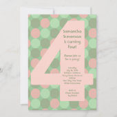 Big Number4 Girl's 4e verjaardag Kaart (Voorkant)