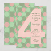 Big Number4 Girl's 4e verjaardag Kaart (Voorkant / Achterkant)