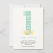 Big Number 1 Stripes Baby Neutraal 1e verjaardag Kaart (Voorkant)