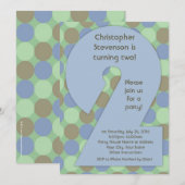 Big Number 2 2nd Boys Birthday Party Invitations, Kaart (Voorkant / Achterkant)