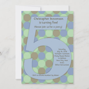 Big Number 5 Boy 5th Birthday Party Kaart