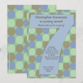 Big Number 7 7th Boy's Birthday Party Kaart (Voorkant / Achterkant)