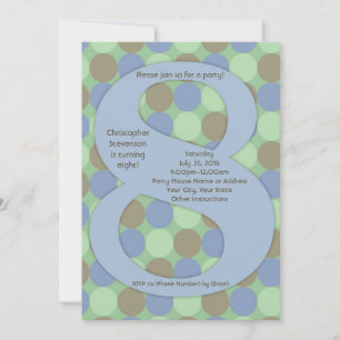 Big Number 8 8th Boy's Birthday Party Kaart