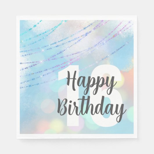 Big Number Bokeh Verjaardag Lunch Servetten (Voorkant)