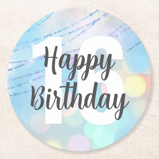 Big Number Bokeh Verjaardag Onderzetters (Voorkant)