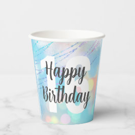 Big Number Bokeh Verjaardag Papieren Cups Bekers