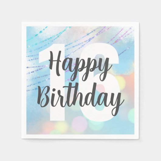 Big Number Bokeh Verjaardagsfeest servetten (Voorkant)