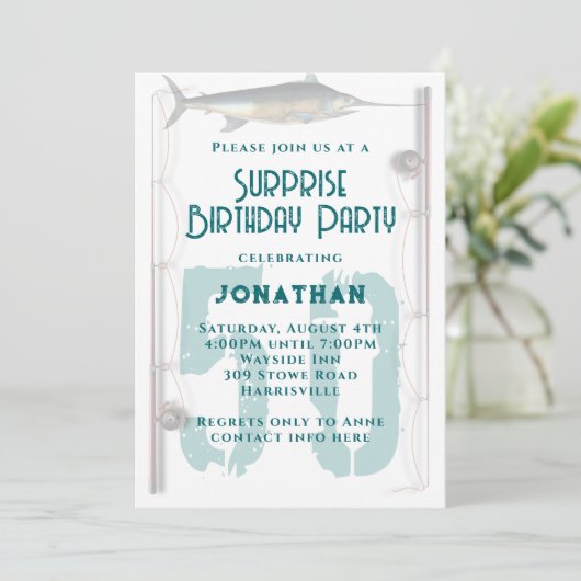 Big Number Vist thema Volwassenpartij Kaart (Staand voorkant)