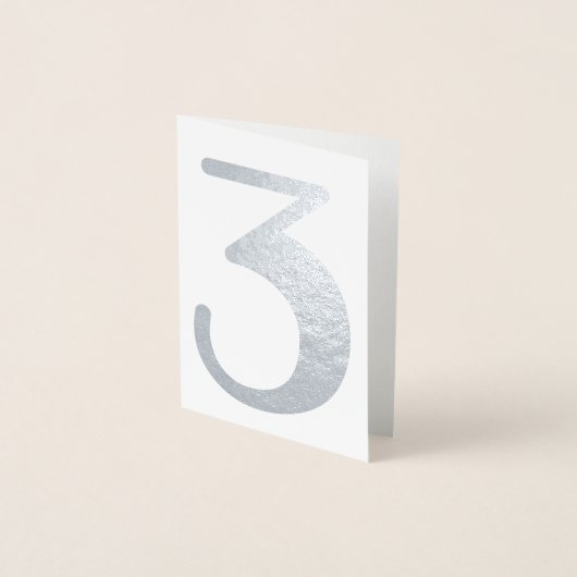 Big Number Wedding Modern Silver Folie Kaarten (Voorkant)
