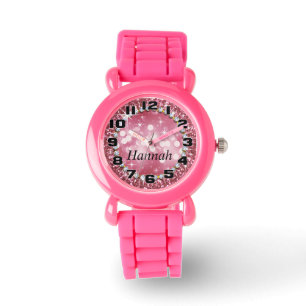 Big Numbers Glitz Glam Bling Glitter Pink Horloge