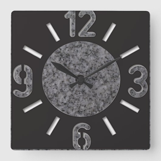 Big Numbers Marble Wall Clock Vierkante Klok (Voorkant)