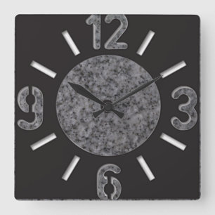 Big Numbers Marble Wall Clock Vierkante Klok