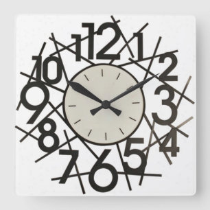 Big Numbers Wall Clock Vierkante Klok