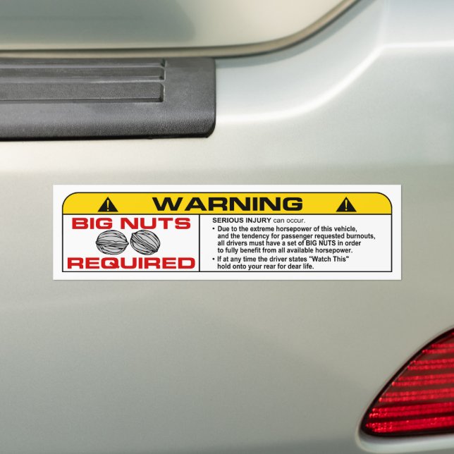 Big Nuts Bumpersticker (Op auto)