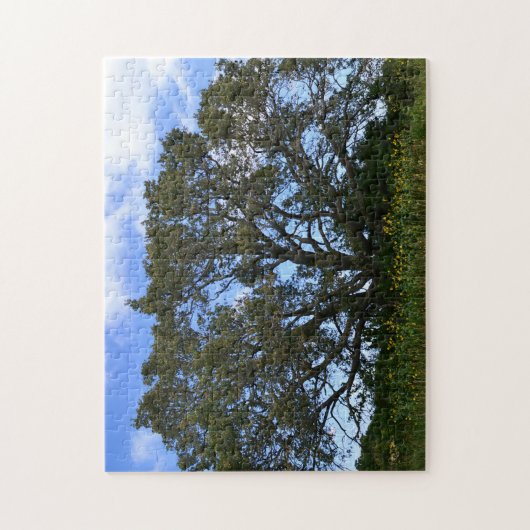 Big Oak Tree Meadow en Zonnebloemen Puzzel Legpuzzel (Verticaal)