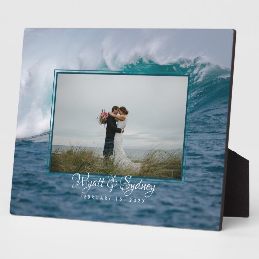 Big Ocean Wave Pas getrouwd Foto Gift Plaque Fotoplaat (Zijkant)