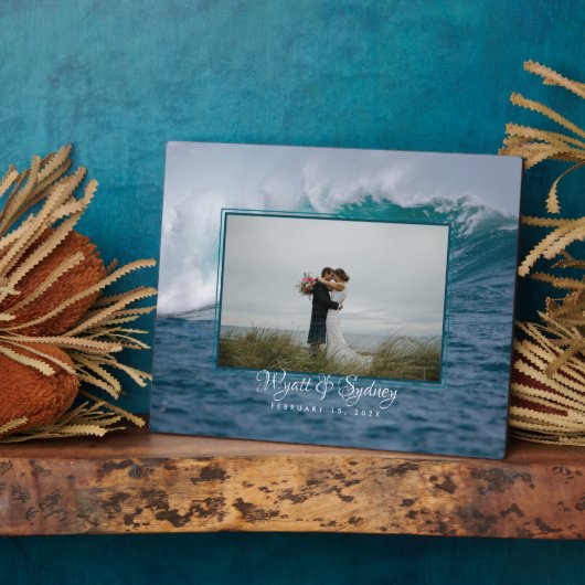 Big Ocean Wave Pas getrouwd Foto Gift Plaque Fotoplaat (Zijkant)