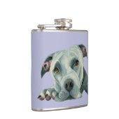 Big Ol' Head - Pit Bull Dog Waterverf Schilderen Heupfles (Rechts)