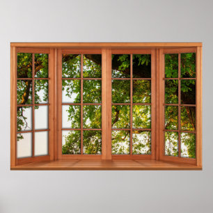 Big Old Country Oak Tree Fake Window Illusion Poster