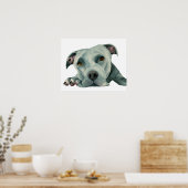 Big Ol'Head | Pit Bull Dog Waterverf Painting Poster (Keuken)