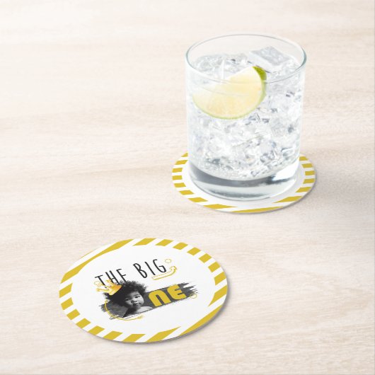 BIG ONE Baby Boy Verjaardag Ronde Kartonnen Onderzetter (Insitu)