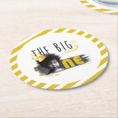 BIG ONE Baby Boy Verjaardag Ronde Kartonnen Onderzetter (Gebogen)