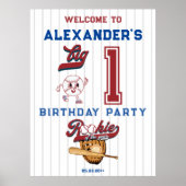 Big One Baseball Rookie Eerste Verjaardag Welkom Poster (Voorkant)