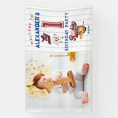Big One Baseball Rookie Eerste Verjaardag Welkom Spandoek (Verticaal)