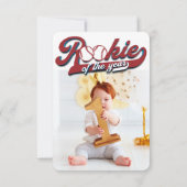 Big One Baseball Rookie van het jaar Eerste Verjaa Bedankkaart (Achterkant)